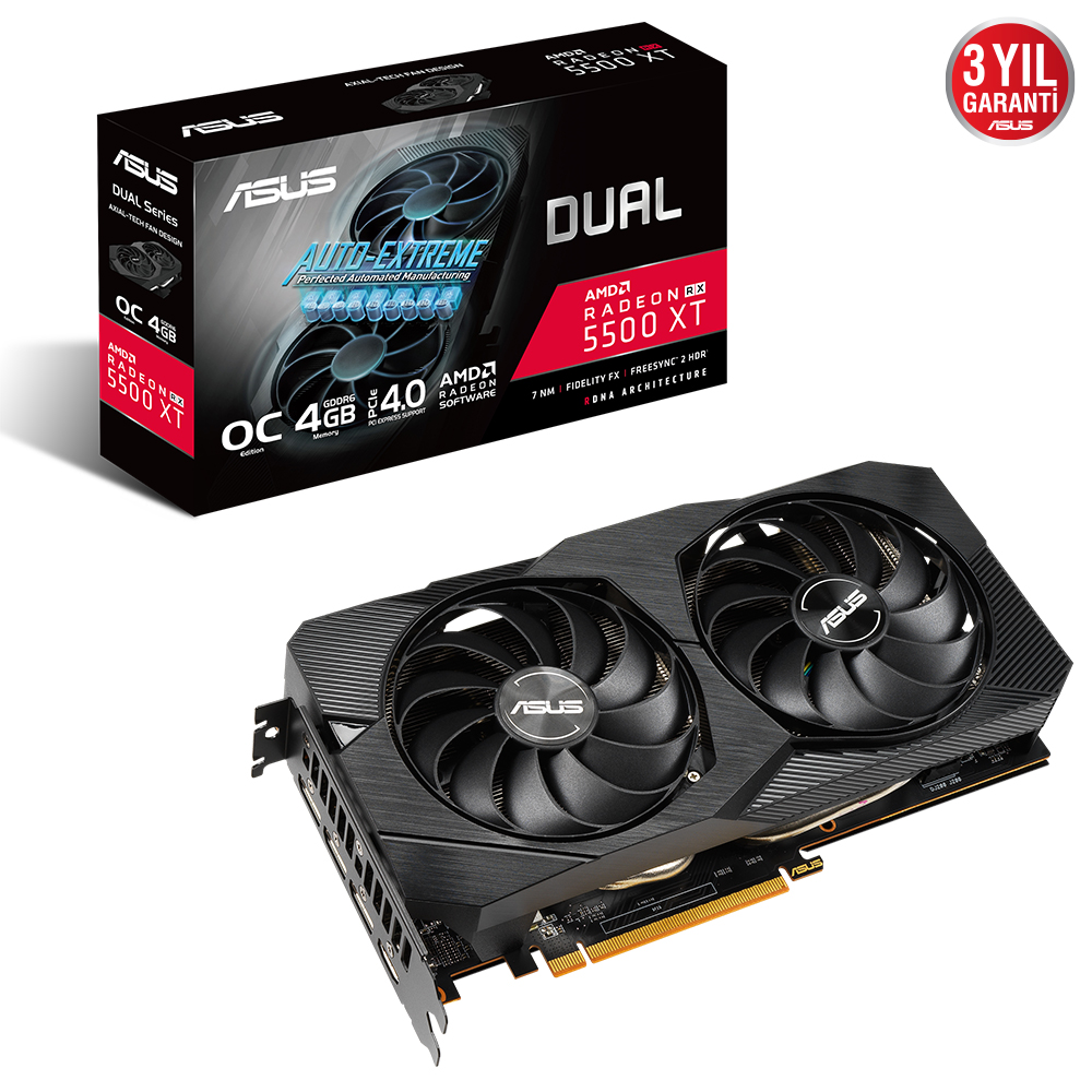 ASUS DUAL-RX5500XT-O4G-EVO 4 GB Radeon RX 5500 XT GDDR6 128 Bit
