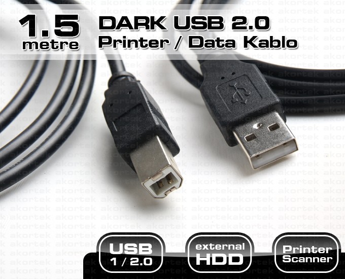 DARK (DK-CB-USB2PRNL150), 1.5m, USB Kablo (Yazıcı Kablosu)