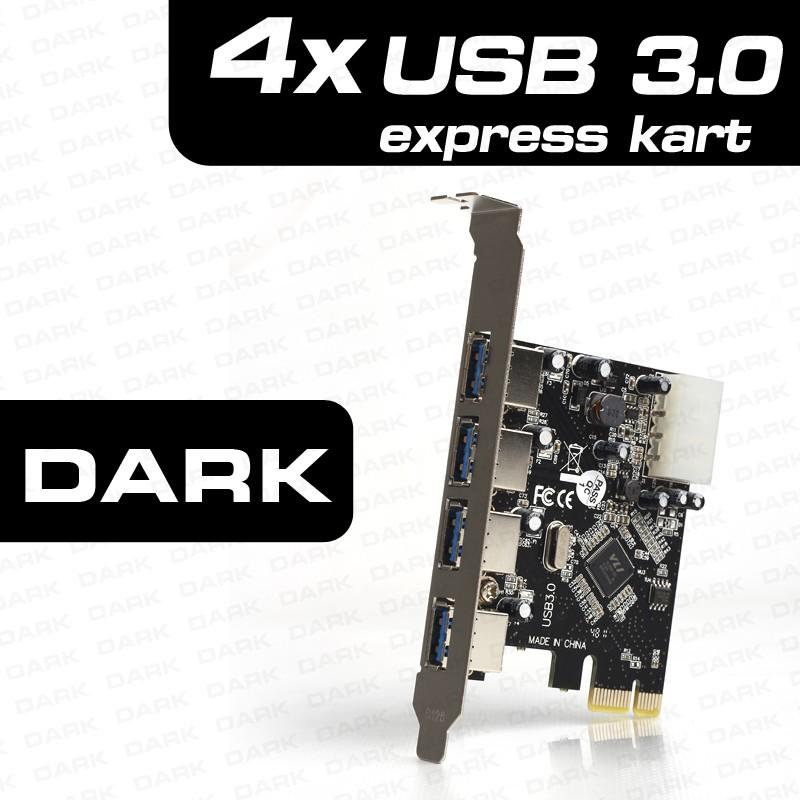 DARK (DK-AC-U3P4), USB3.0, x4 Port, PCI-Ex, 1x Card