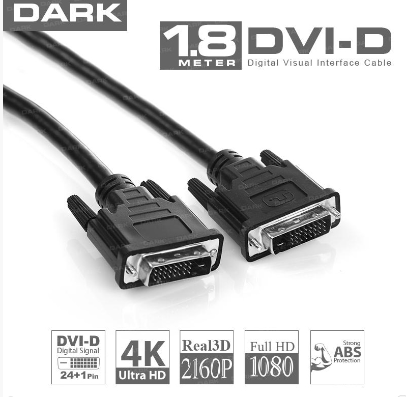 DARK DK-CB-DVIL180 1.8m 24+1 DVI Kablo (Erkek/Erkek)
