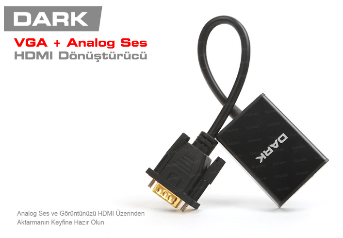 Dark Analog VGA ve SES - Dijital HDMI Aktif Dönüştürücüsü - DK-HD-AVGAXHDMI2
